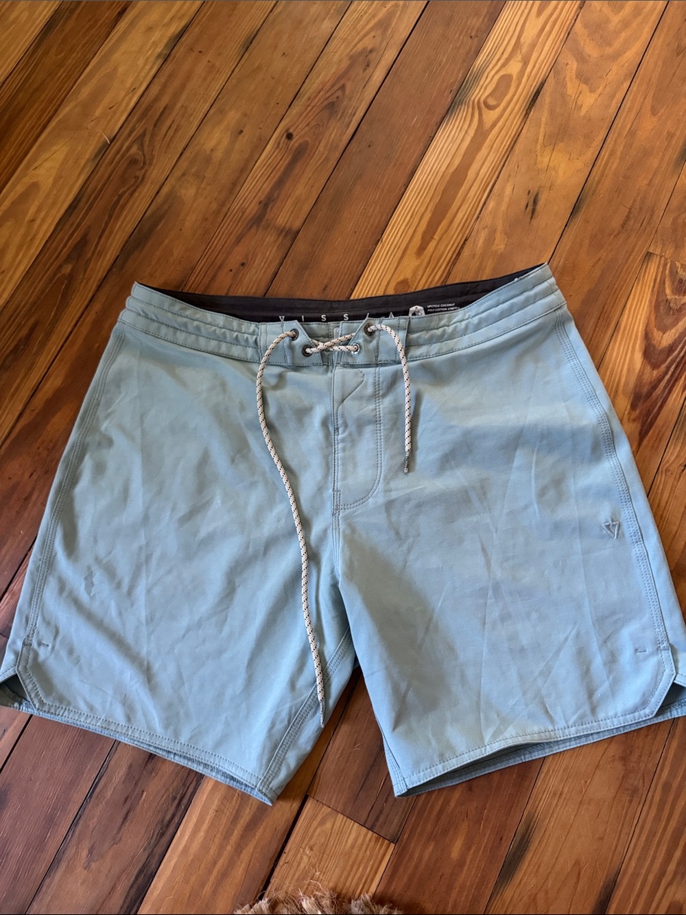 VISSLA Light Blue Men's Swim Board Shorts with Drawstring
